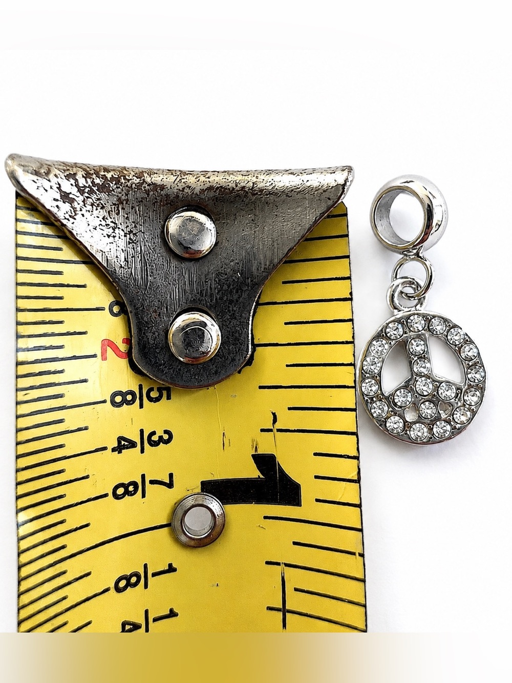 Silver Peace Sign Rhinestone Dangle Charm – Pandora Compatible - Picture 3 of 3